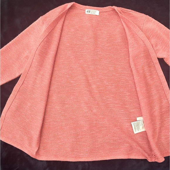 H&M Kids Girls Cardigan Sweater Size 6-8 Y Pink with silver speckles - Picture 3 of 4